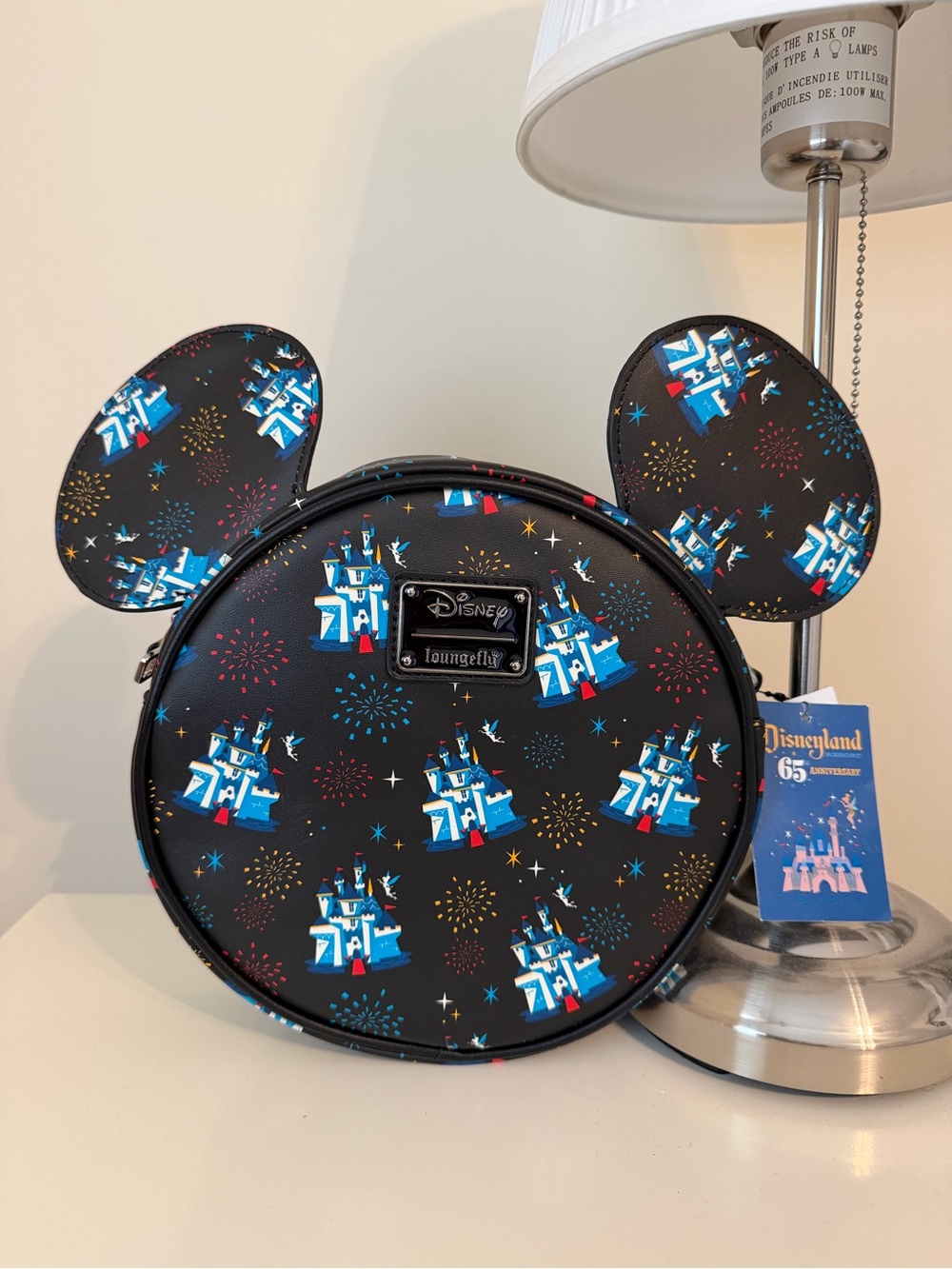 Disneyland 65th Anniversary Mickey Ear Crossbody Bag in Black and Blue